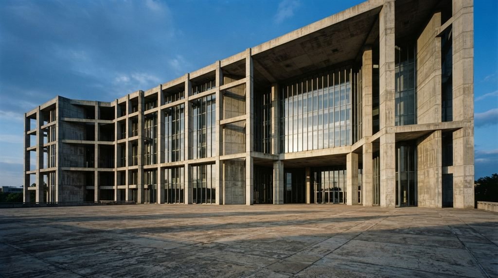 Verrière en béton révélant une géométrie brutaliste