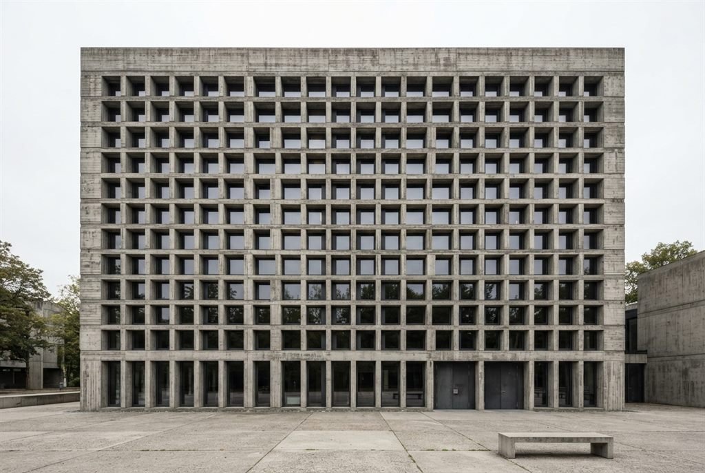 Surface de béton brut de décoffrage révélant le grain du bois